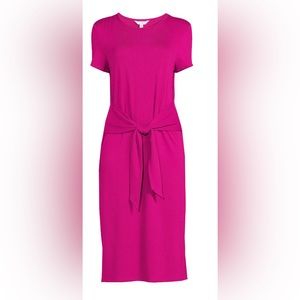 Time & Tru Tie Waisted Knit Dress with Side Slits ~ Berry ~ Size L (12-14)